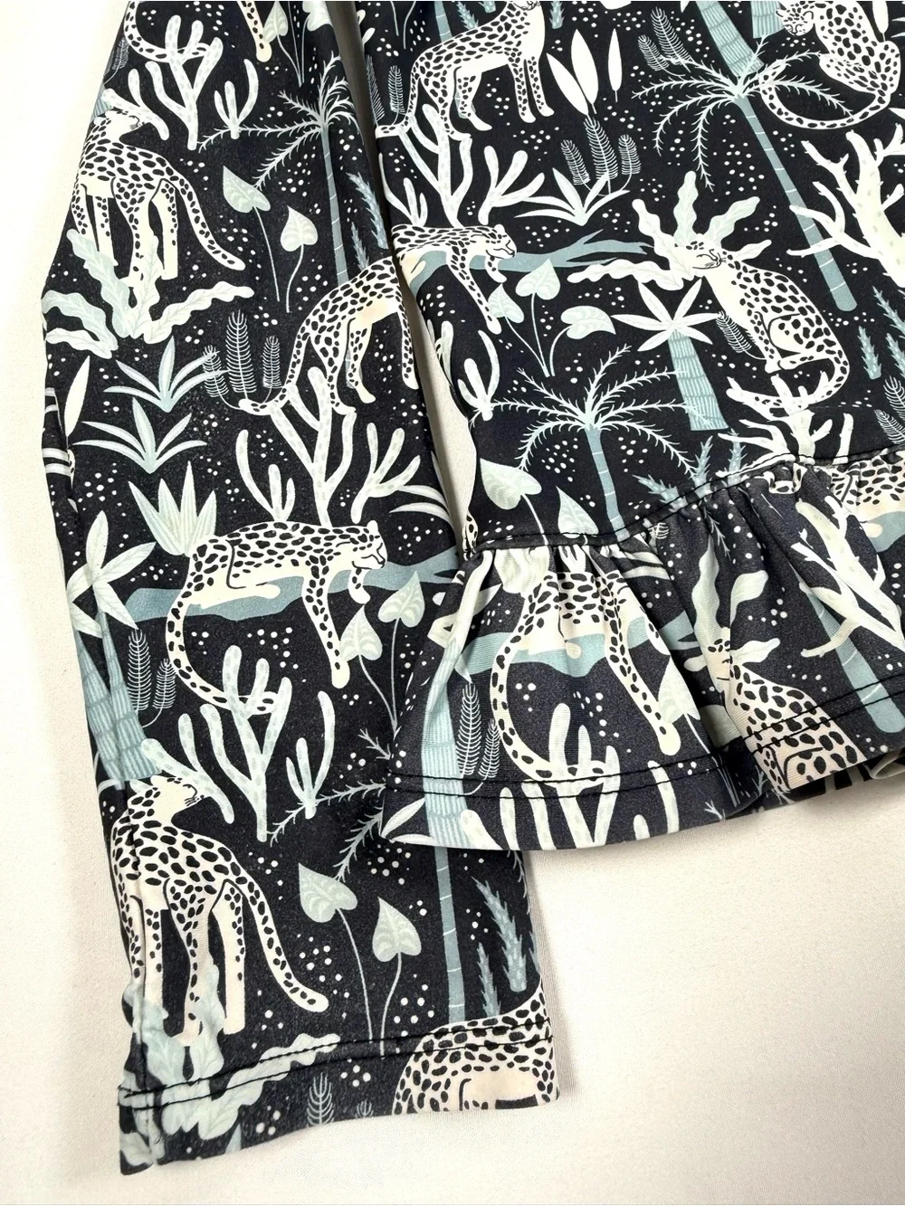 RUFFLE BUTTS Girls Leopard Jungle Rash Guard‎ Top Size 10 Safari Coastal Swim